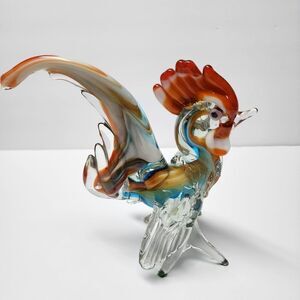 Vintage Murano Styled Hand Blown Art Glass Rooster Table Decor
